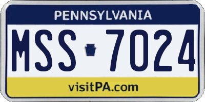 PA license plate MSS7024