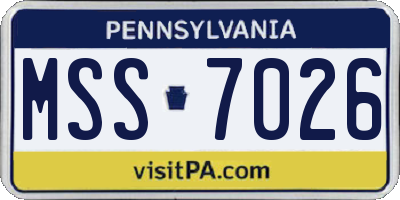 PA license plate MSS7026