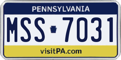 PA license plate MSS7031
