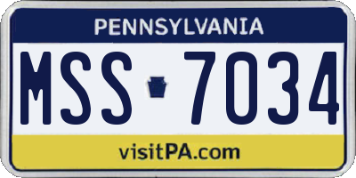 PA license plate MSS7034