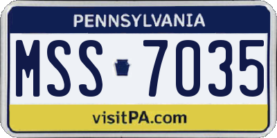PA license plate MSS7035