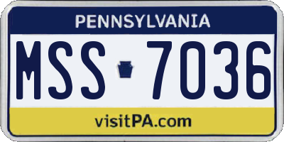 PA license plate MSS7036