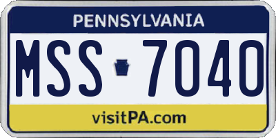 PA license plate MSS7040