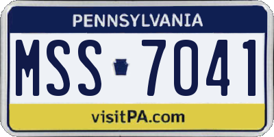 PA license plate MSS7041