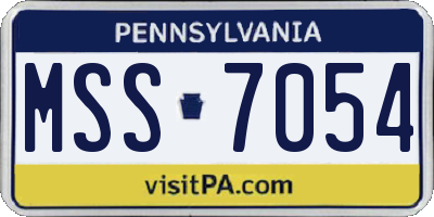 PA license plate MSS7054