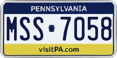 PA license plate MSS7058