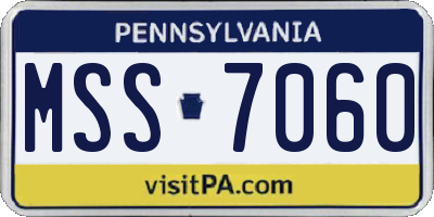 PA license plate MSS7060