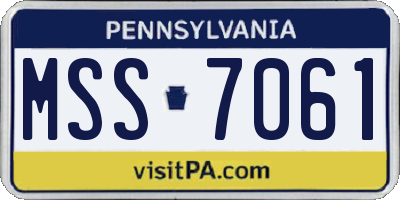 PA license plate MSS7061
