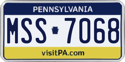 PA license plate MSS7068