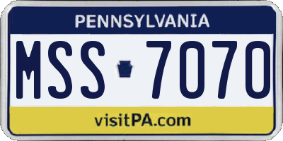 PA license plate MSS7070