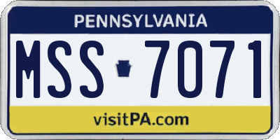 PA license plate MSS7071