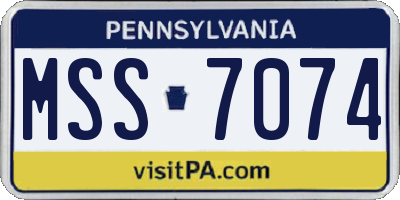 PA license plate MSS7074