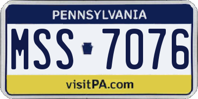PA license plate MSS7076