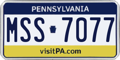 PA license plate MSS7077