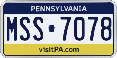 PA license plate MSS7078