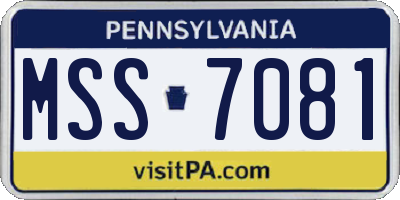 PA license plate MSS7081