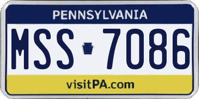 PA license plate MSS7086