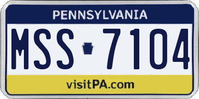 PA license plate MSS7104