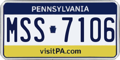 PA license plate MSS7106