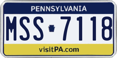 PA license plate MSS7118