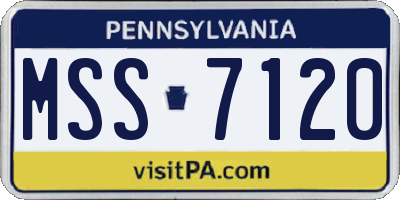 PA license plate MSS7120