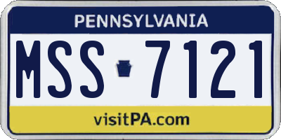 PA license plate MSS7121