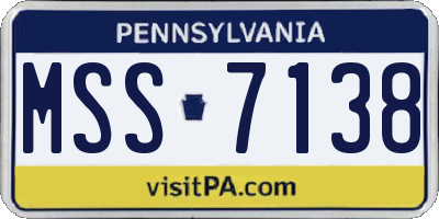 PA license plate MSS7138
