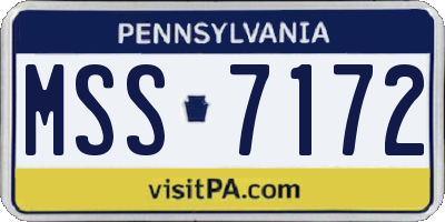 PA license plate MSS7172