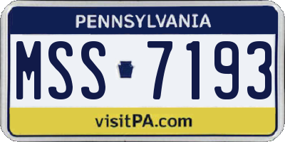 PA license plate MSS7193