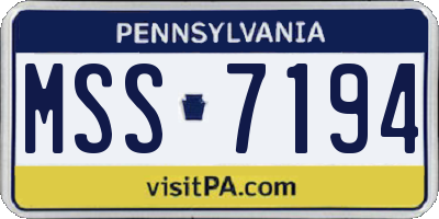 PA license plate MSS7194