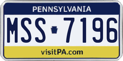 PA license plate MSS7196