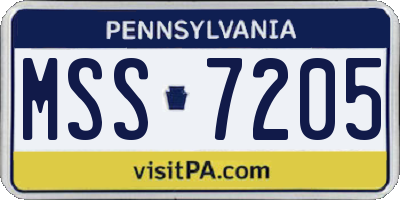 PA license plate MSS7205