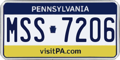 PA license plate MSS7206