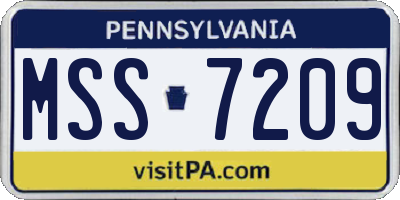 PA license plate MSS7209