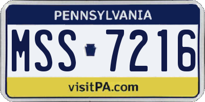 PA license plate MSS7216