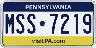 PA license plate MSS7219
