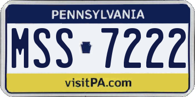 PA license plate MSS7222
