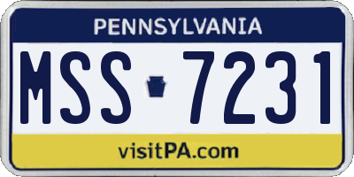 PA license plate MSS7231