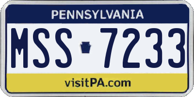 PA license plate MSS7233