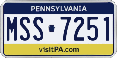 PA license plate MSS7251