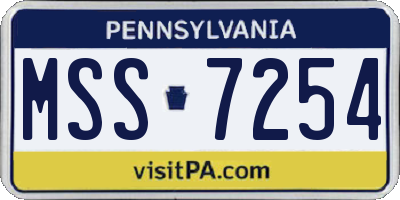 PA license plate MSS7254