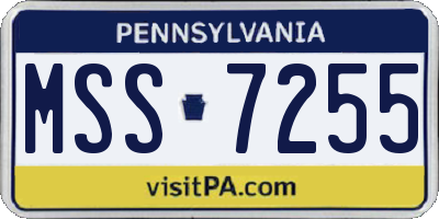 PA license plate MSS7255