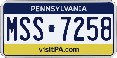 PA license plate MSS7258