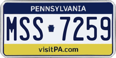 PA license plate MSS7259