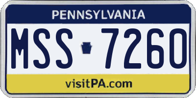PA license plate MSS7260