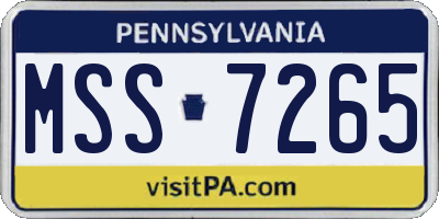 PA license plate MSS7265
