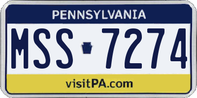PA license plate MSS7274