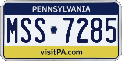 PA license plate MSS7285