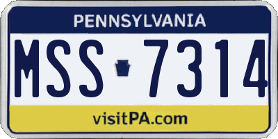PA license plate MSS7314