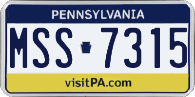 PA license plate MSS7315